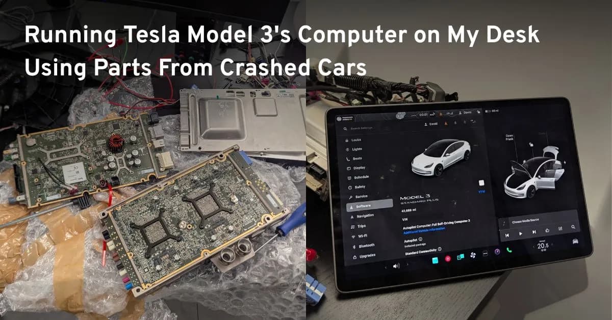 Running Tesla Model 3's computer on my desk using parts from crashed cars