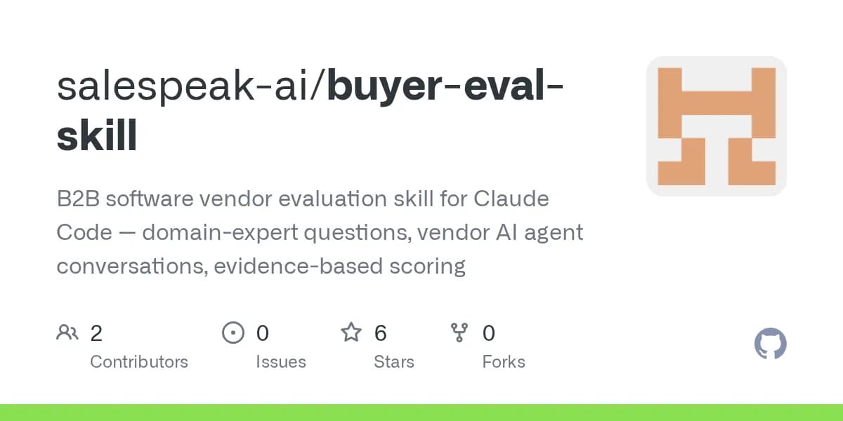 Show HN: Claude skill that evaluates B2B vendors by talking to their AI agents