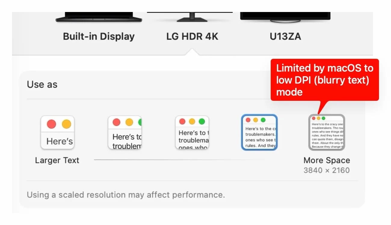 New Apple Silicon M4 and M5 HiDPI Limitation on 4K External Displays