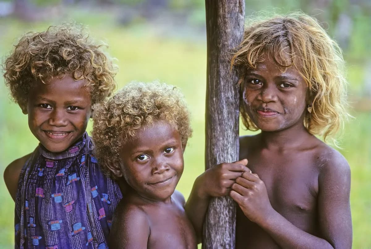 The Melanesian: Dark-skinned people with blonde hair region of Oceania