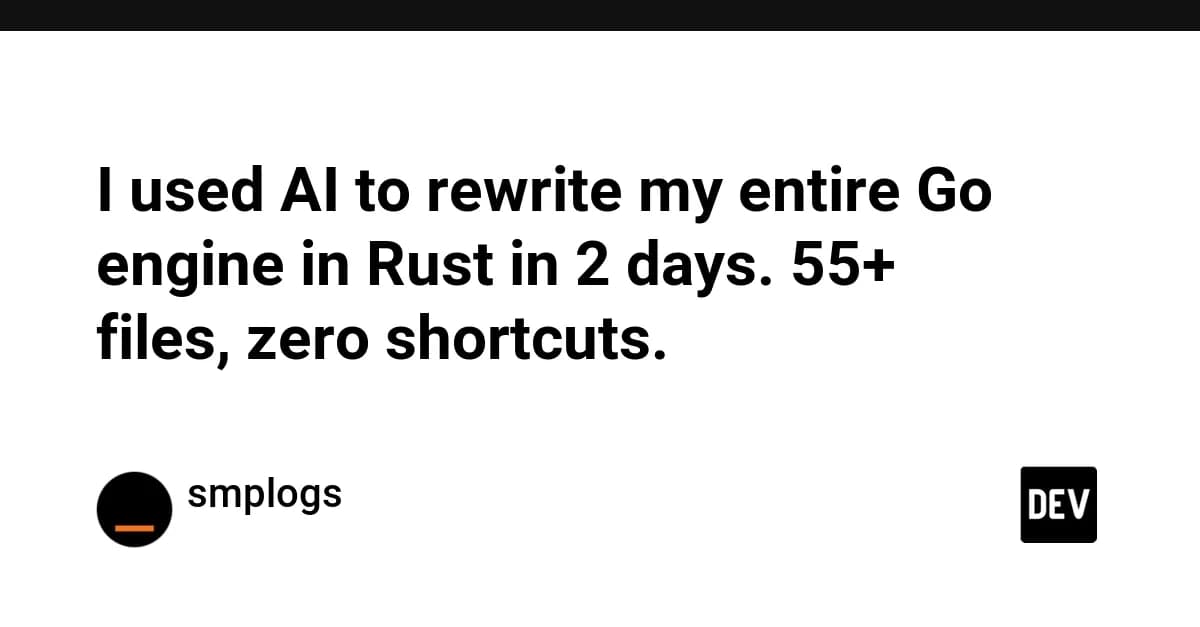 I used AI to rewrite my entire Go engine in Rust in 2 days. 60+ files, zero shortcuts.