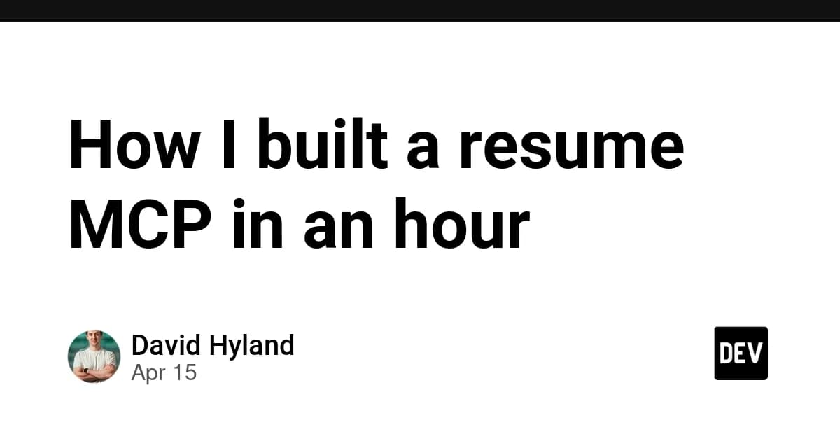 How I built a resume MCP in an hour