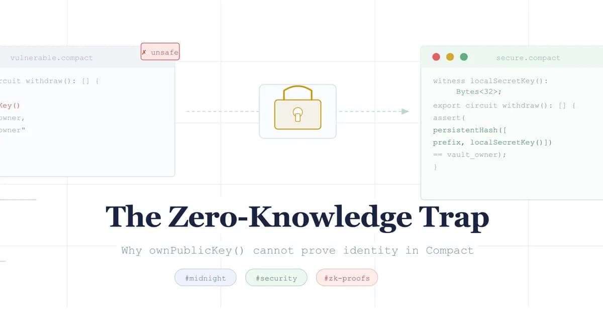 The Zero-Knowledge Trap: Why ownPublicKey() Cannot Prove Identity in Compact